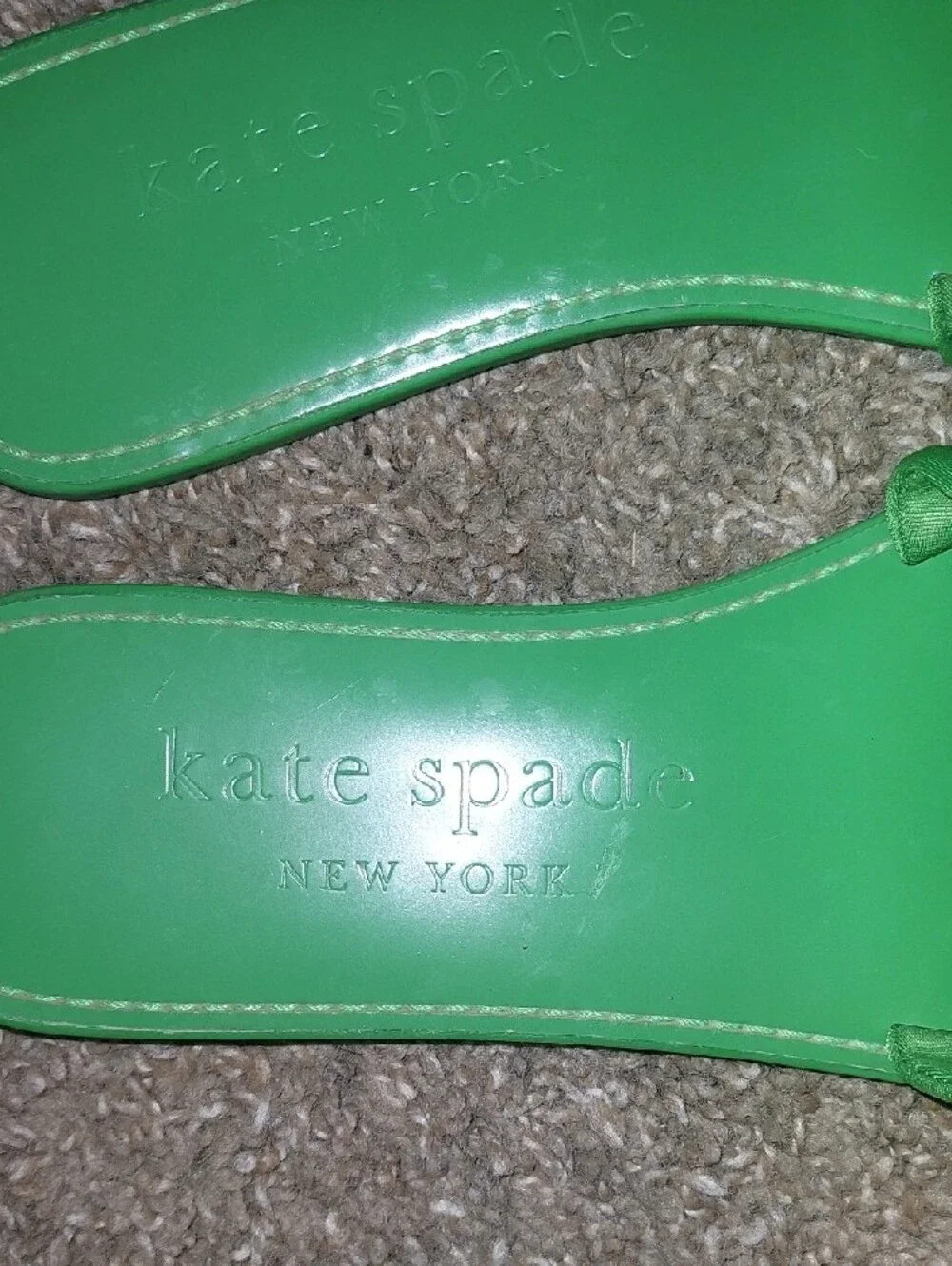 kate spade Green Satin Bow Slide Sandals